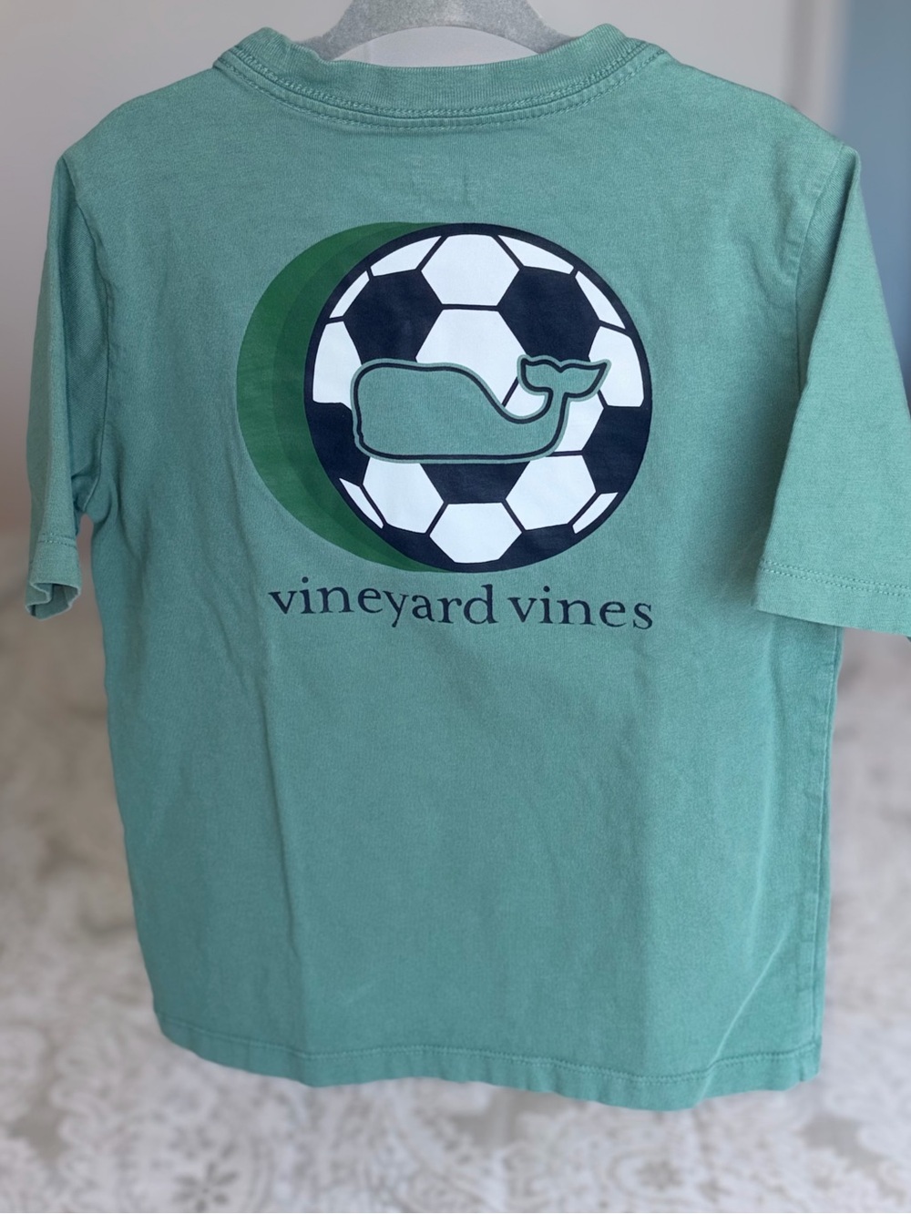 Boys 6 | Vineyard Vines Mint Green Whale Soccer Graphic Tee 100% cotton
